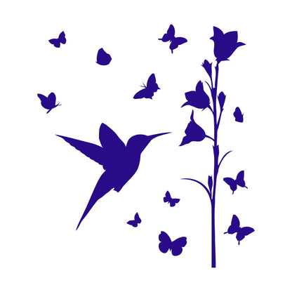 Bird Butterfly Flower Beautiful Lettering Stickers Art Mural Painting
