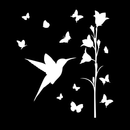 Bird Butterfly Flower Beautiful Lettering Stickers Art Mural Painting