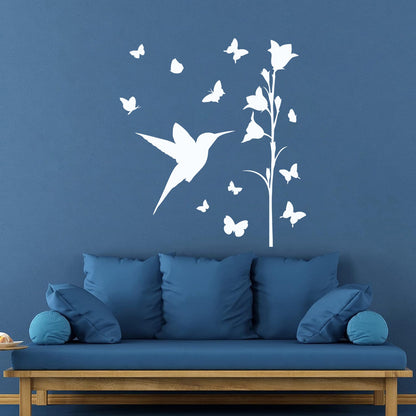 Bird Butterfly Flower Beautiful Lettering Stickers Art Mural Painting