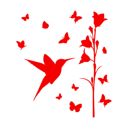 Bird Butterfly Flower Beautiful Lettering Stickers Art Mural Painting