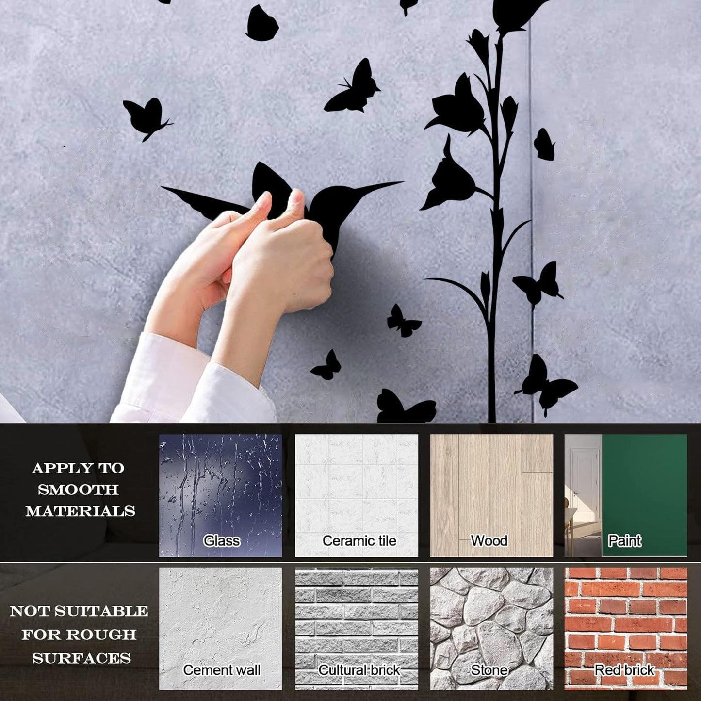 Bird Butterfly Flower Beautiful Lettering Stickers Art Mural Painting