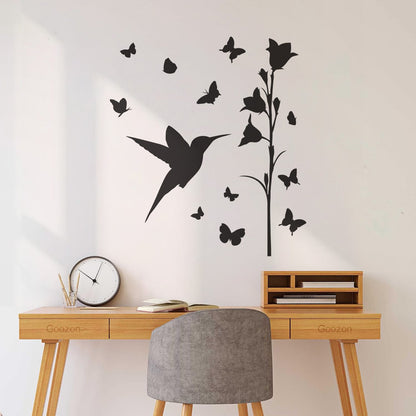 Bird Butterfly Flower Beautiful Lettering Stickers Art Mural Painting