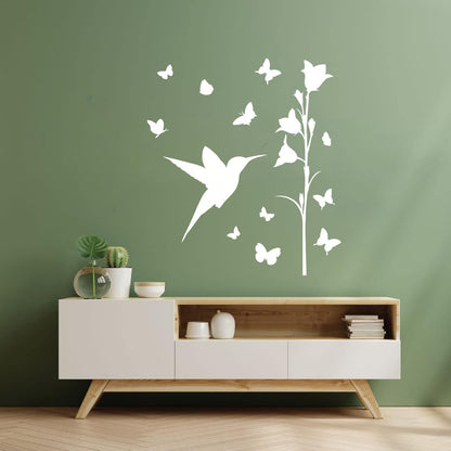 Bird Butterfly Flower Beautiful Lettering Stickers Art Mural Painting