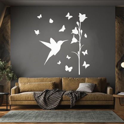Bird Butterfly Flower Beautiful Lettering Stickers Art Mural Painting