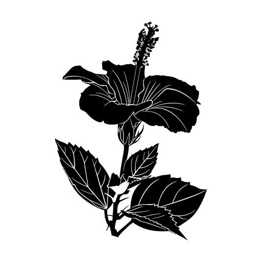 Lettering Decals Hibiscus Flower Bud And Leaves Self Adhesive