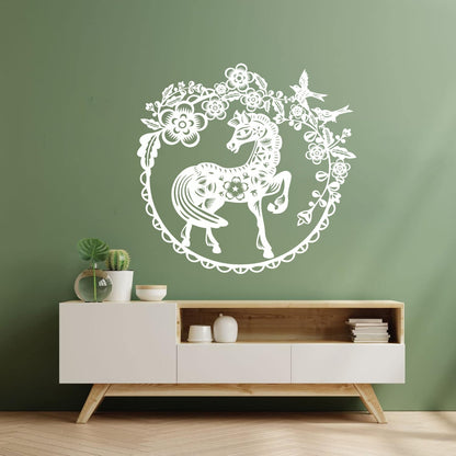 Vinyl Wall Stickers Fairy Story Little Pony Paradise Birds Flowers Berries Easy Installation