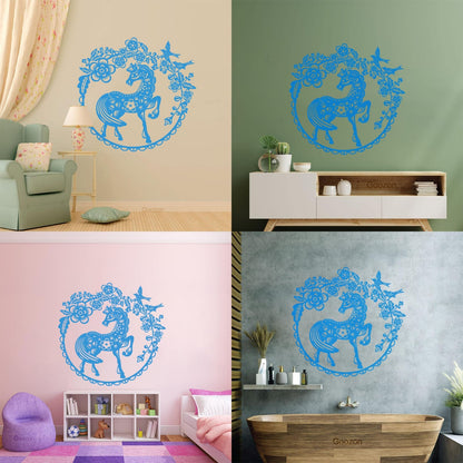 Vinyl Wall Stickers Fairy Story Little Pony Paradise Birds Flowers Berries Easy Installation