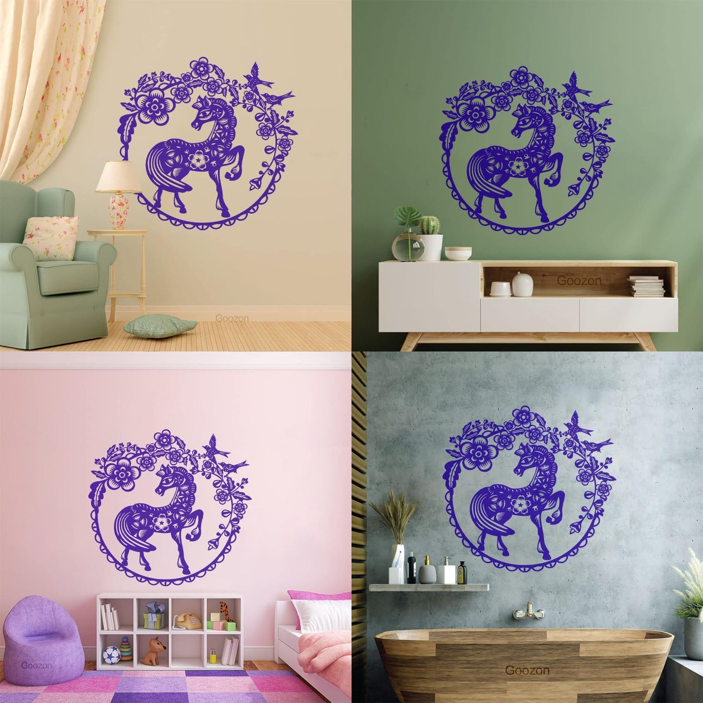 Vinyl Wall Stickers Fairy Story Little Pony Paradise Birds Flowers Berries Easy Installation