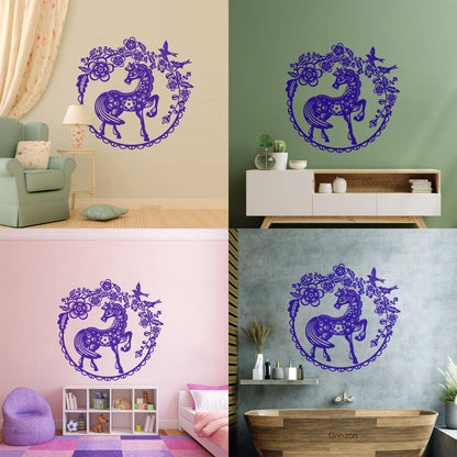 Vinyl Wall Stickers Fairy Story Little Pony Paradise Birds Flowers Berries Easy Installation