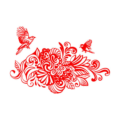 Engraving Decals Abstract Birds Flowers Garden Natural Waterproof