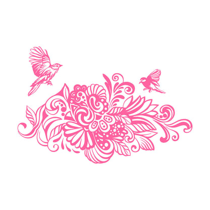 Engraving Decals Abstract Birds Flowers Garden Natural Waterproof