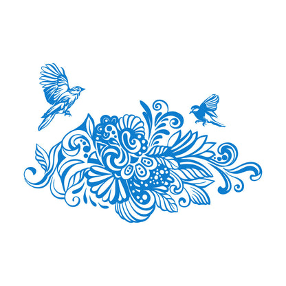 Engraving Decals Abstract Birds Flowers Garden Natural Waterproof