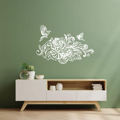 Engraving Decals Abstract Birds Flowers Garden Natural Waterproof