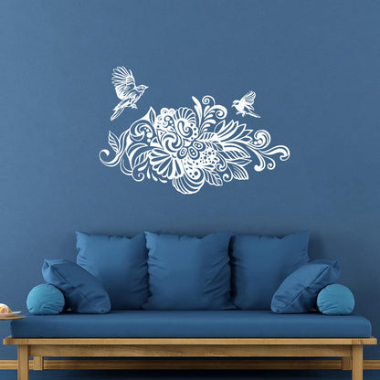 Engraving Decals Abstract Birds Flowers Garden Natural Waterproof