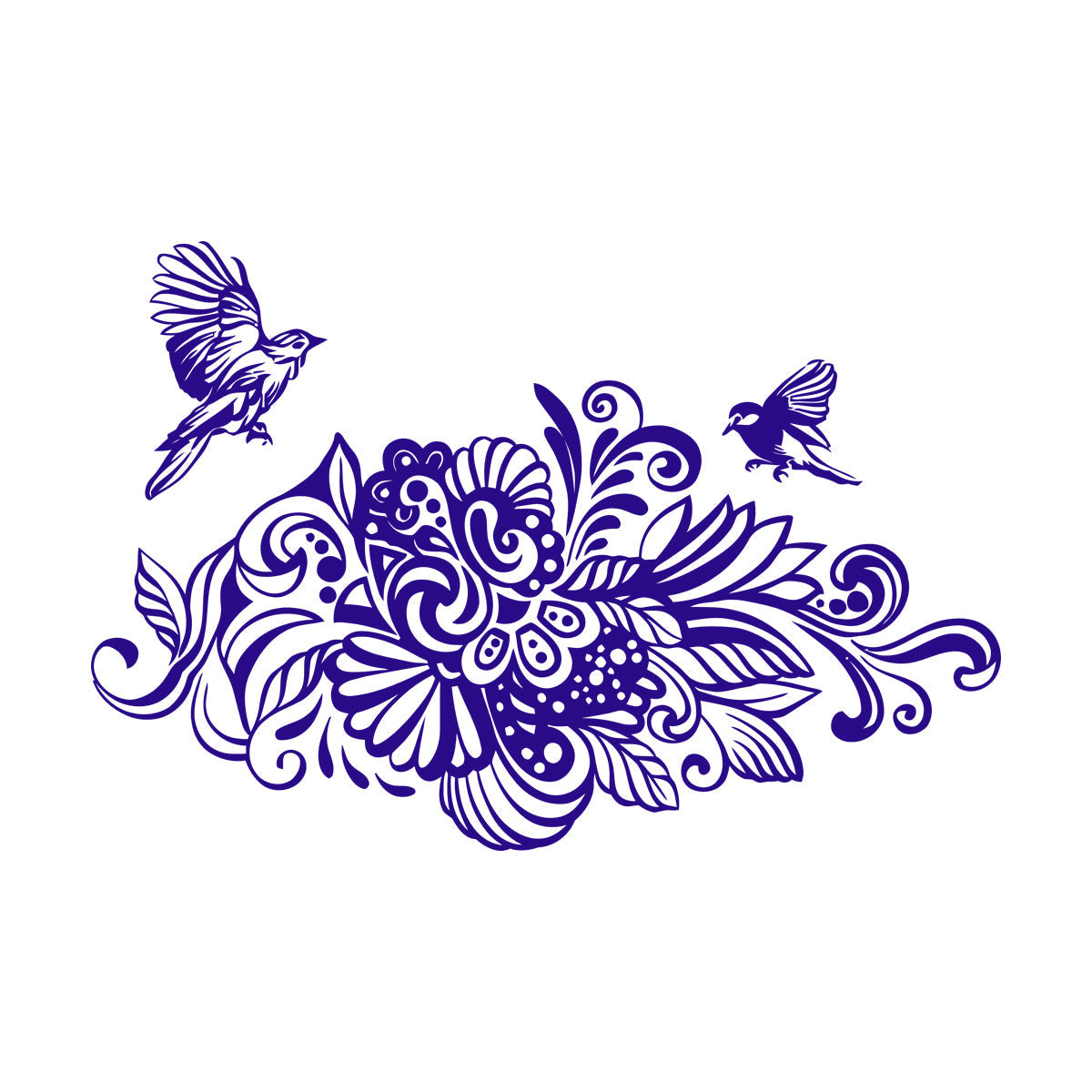 Engraving Decals Abstract Birds Flowers Garden Natural Waterproof