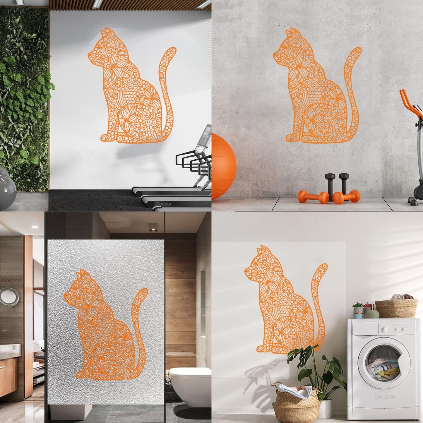 Wall Stickers Paster Paper Abstract Cat Pet Flower Pattern Personalized Customization