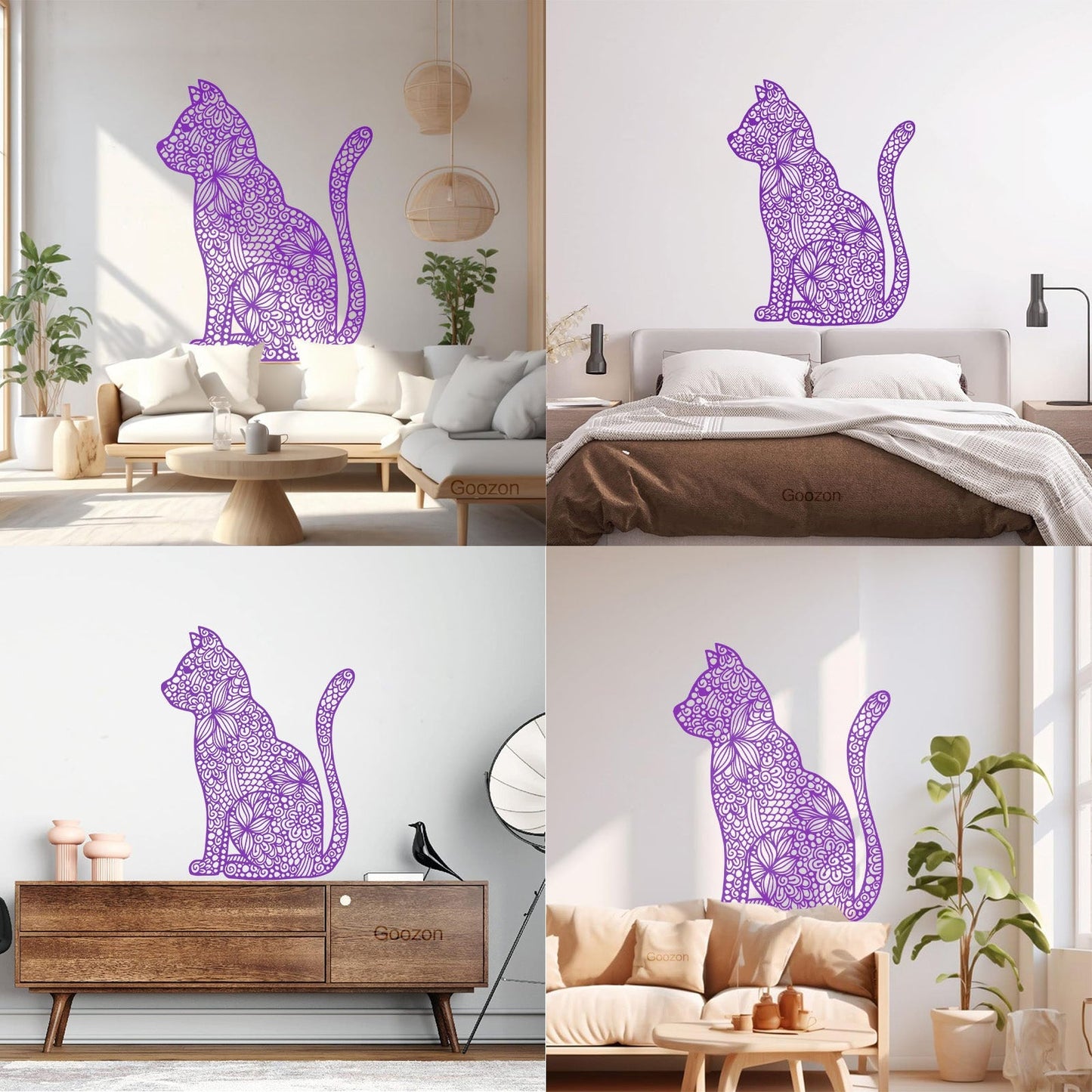 Wall Stickers Paster Paper Abstract Cat Pet Flower Pattern Personalized Customization