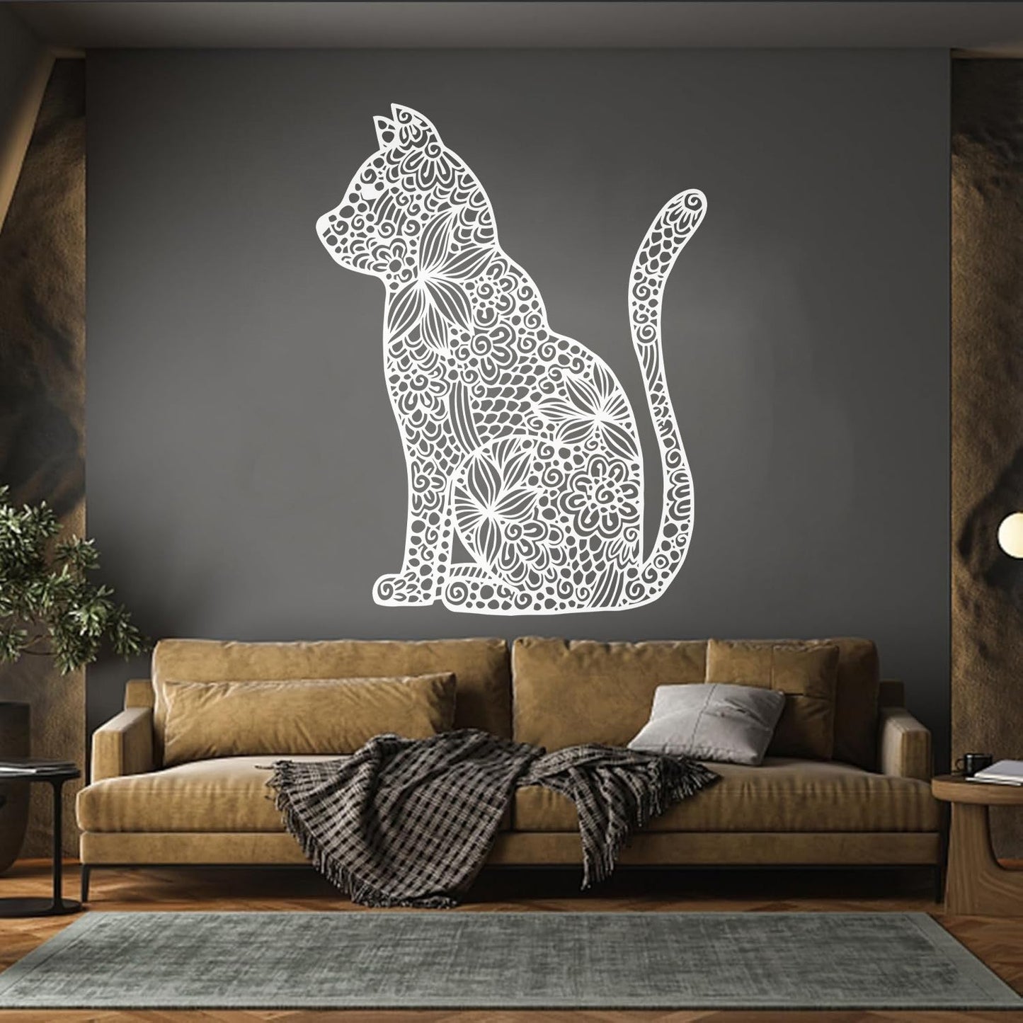 Wall Stickers Paster Paper Abstract Cat Pet Flower Pattern Personalized Customization