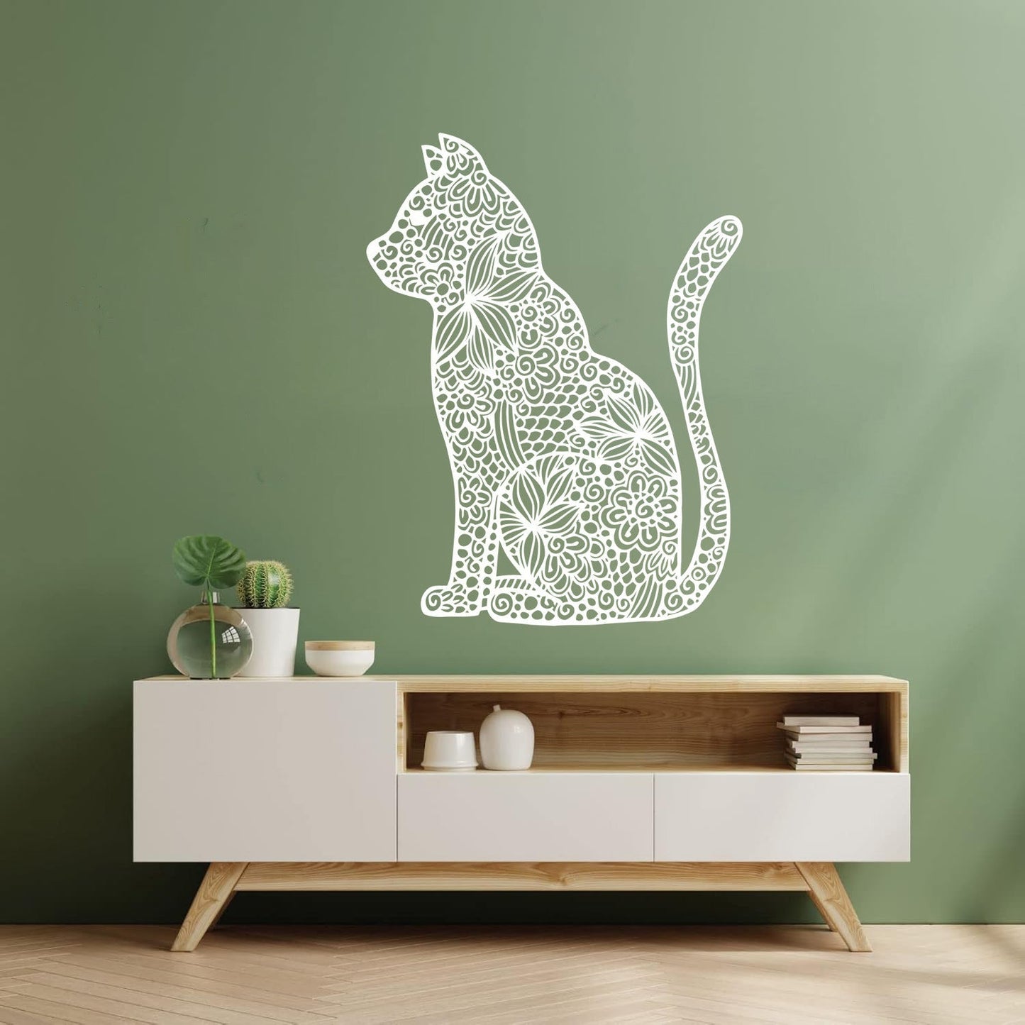 Wall Stickers Paster Paper Abstract Cat Pet Flower Pattern Personalized Customization