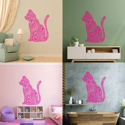 Wall Stickers Paster Paper Abstract Cat Pet Flower Pattern Personalized Customization