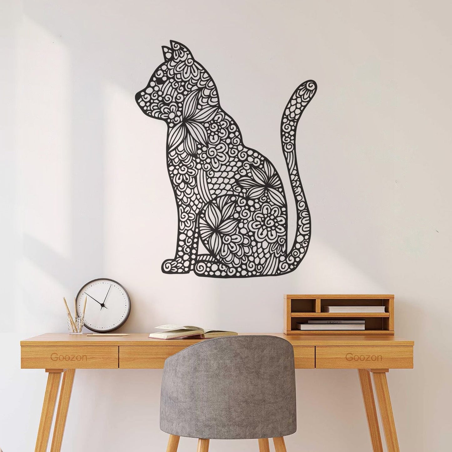 Wall Stickers Paster Paper Abstract Cat Pet Flower Pattern Personalized Customization