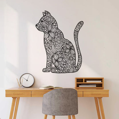 Wall Stickers Paster Paper Abstract Cat Pet Flower Pattern Personalized Customization