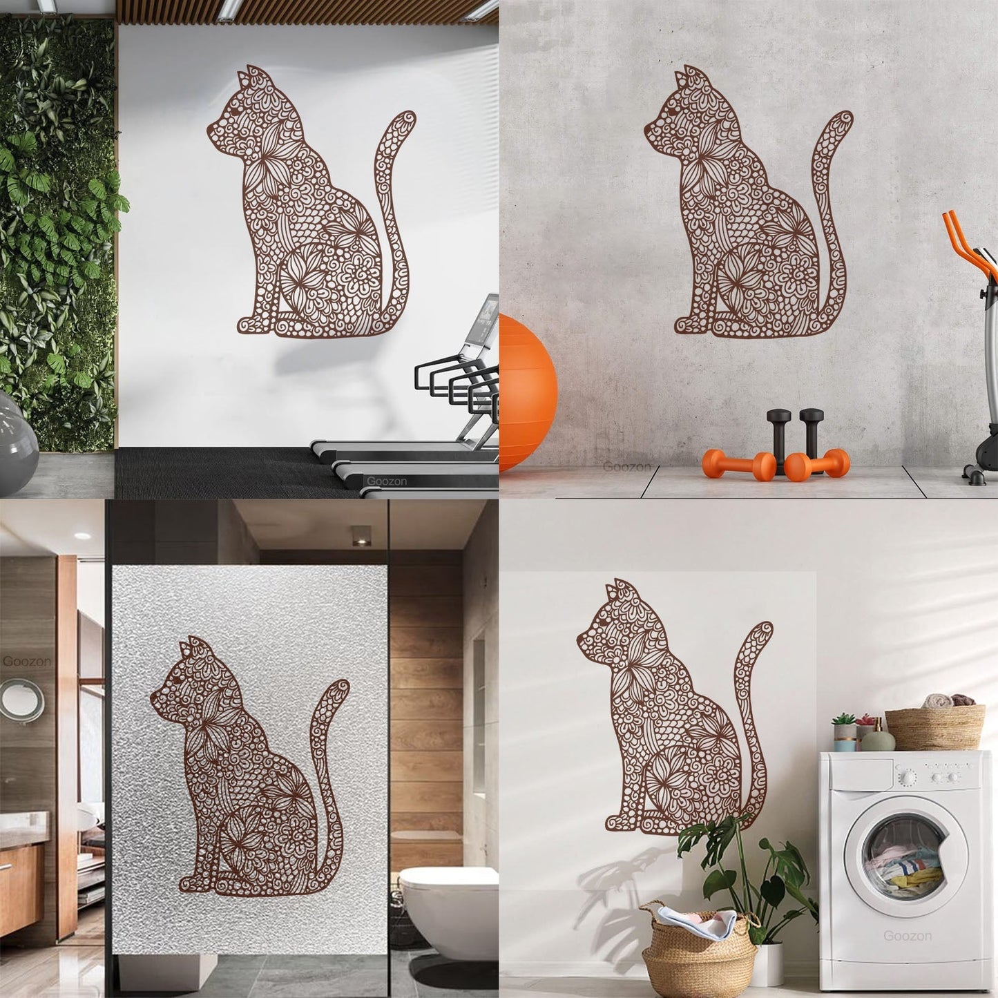 Wall Stickers Paster Paper Abstract Cat Pet Flower Pattern Personalized Customization