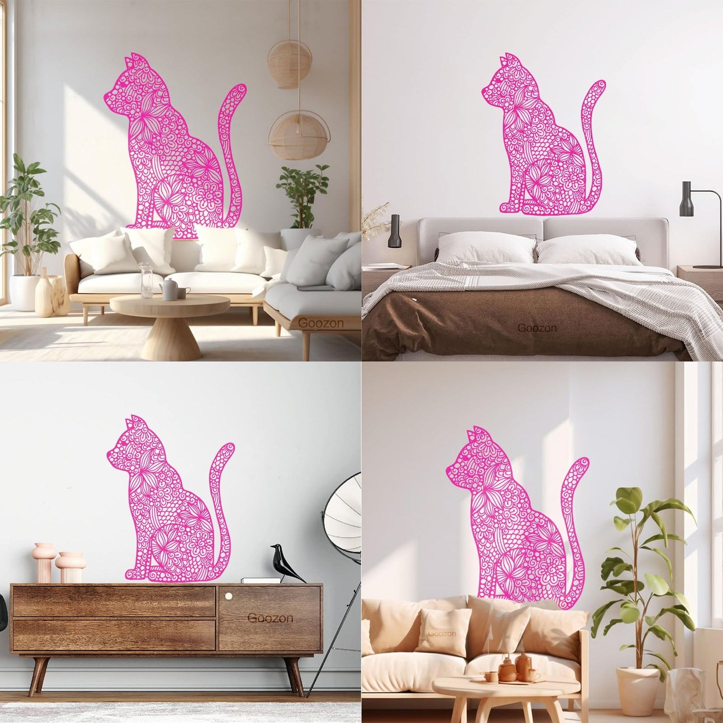 Wall Stickers Paster Paper Abstract Cat Pet Flower Pattern Personalized Customization