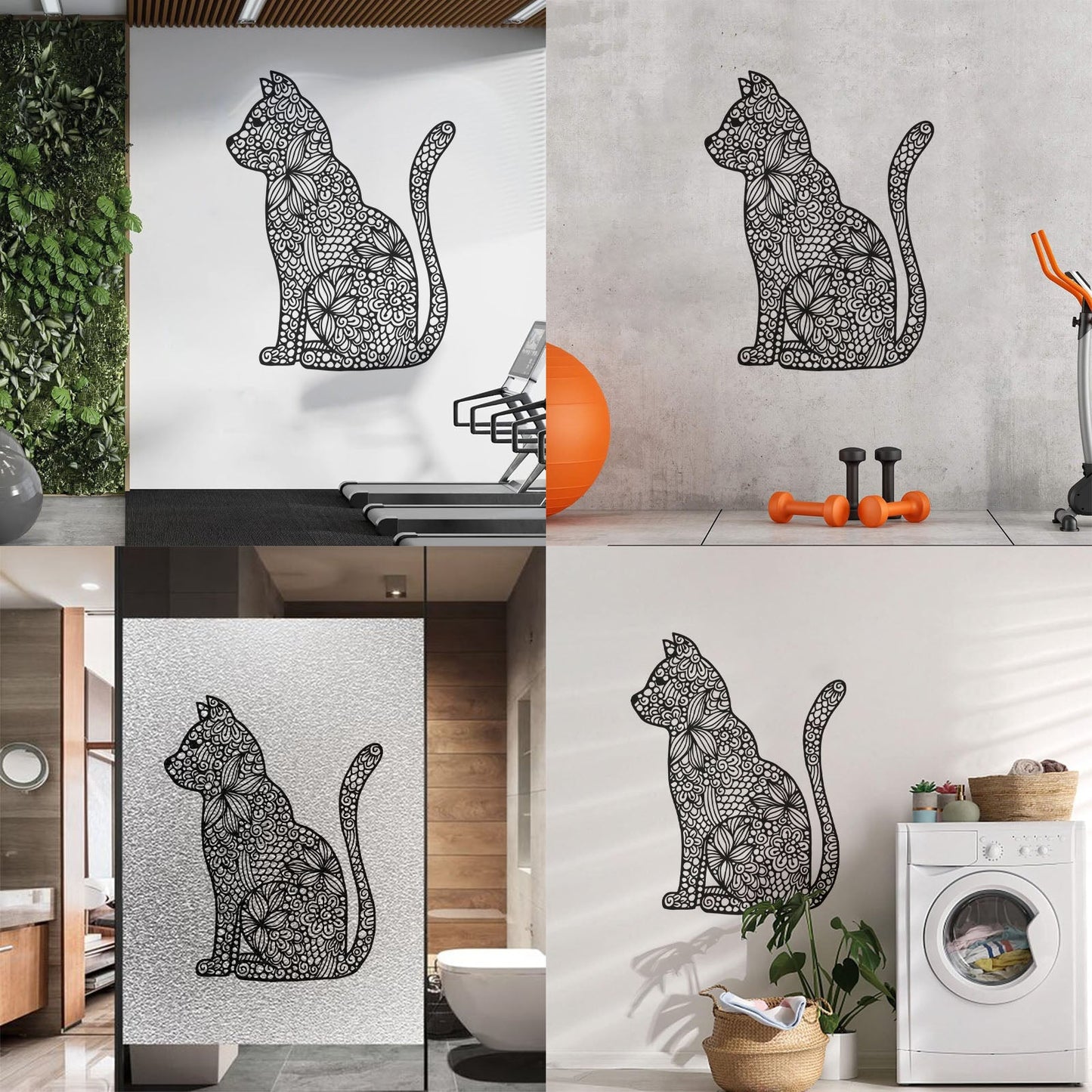 Wall Stickers Paster Paper Abstract Cat Pet Flower Pattern Personalized Customization