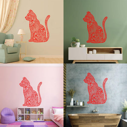 Wall Stickers Paster Paper Abstract Cat Pet Flower Pattern Personalized Customization