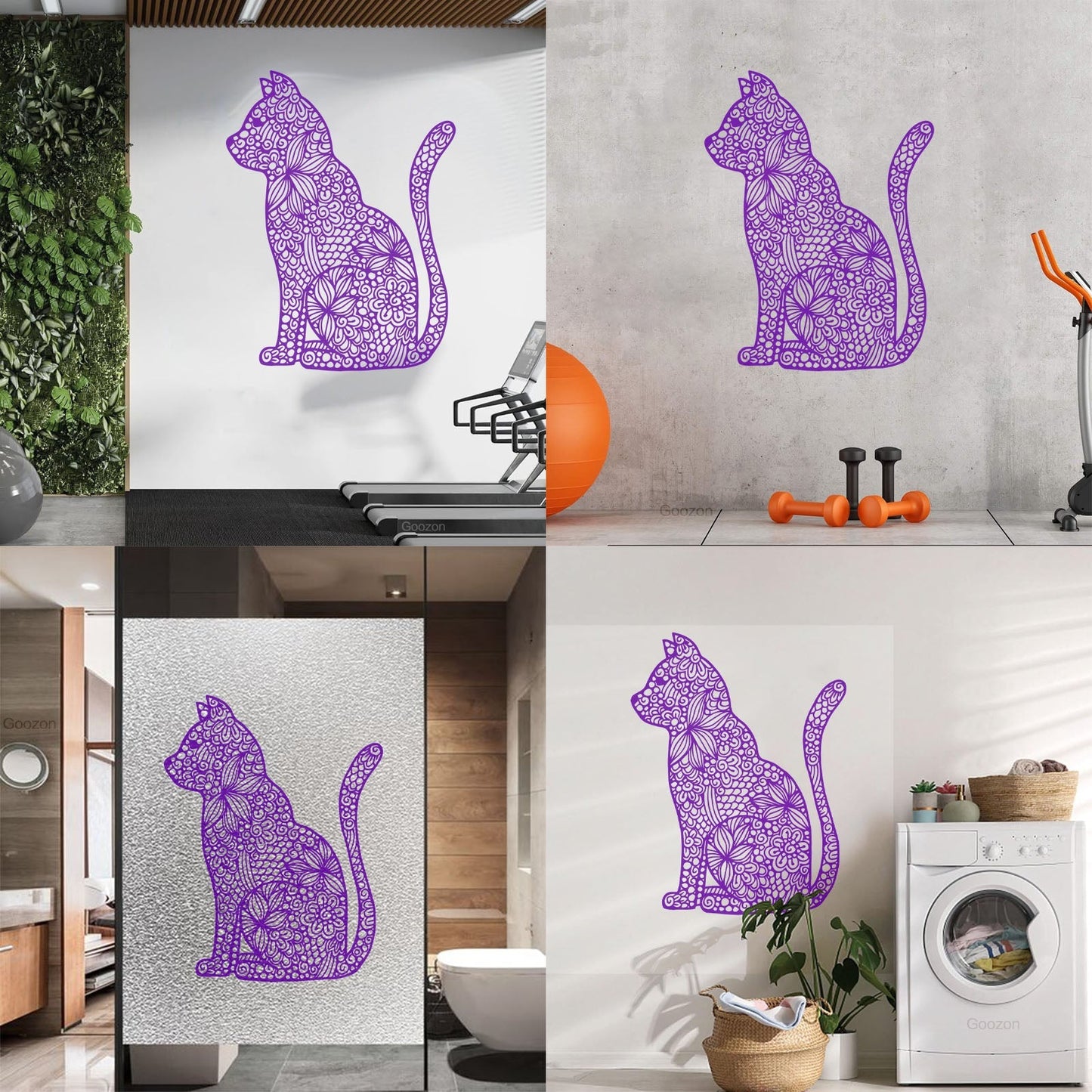 Wall Stickers Paster Paper Abstract Cat Pet Flower Pattern Personalized Customization