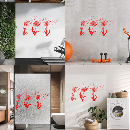 Abstract Dandelion Flower Girl Floral Wall Vinyl Sticker Decor Can Modify And Add Information