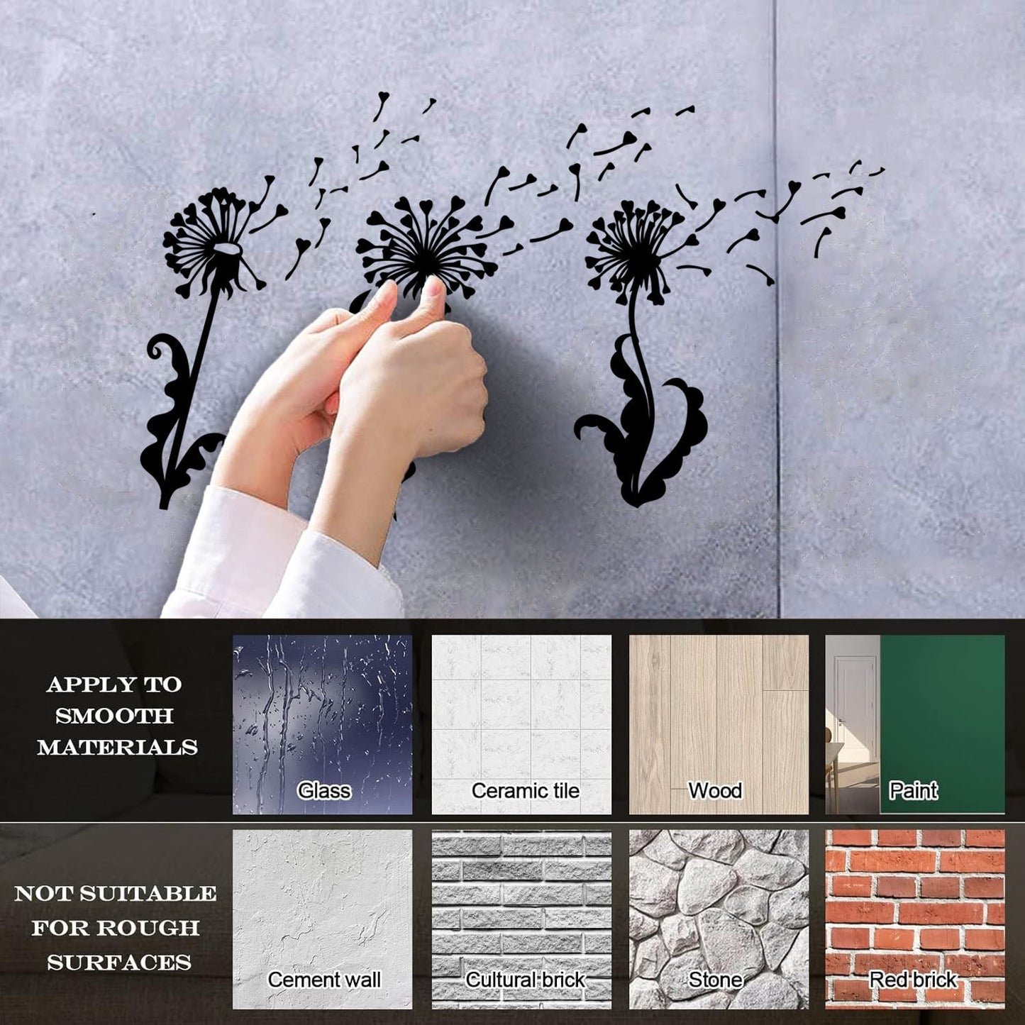 Abstract Dandelion Flower Girl Floral Wall Vinyl Sticker Decor Can Modify And Add Information