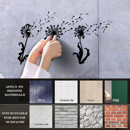 Abstract Dandelion Flower Girl Floral Wall Vinyl Sticker Decor Can Modify And Add Information