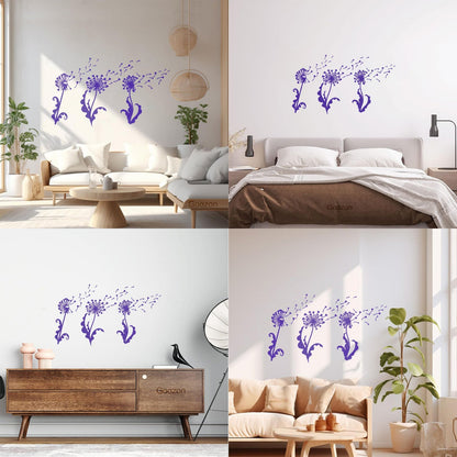 Abstract Dandelion Flower Girl Floral Wall Vinyl Sticker Decor Can Modify And Add Information