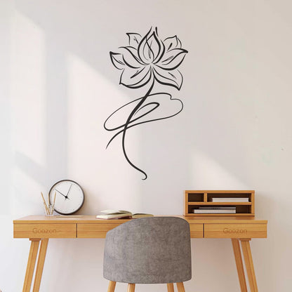Vinyl Art Sticker Abstract Lotus Flower Buddhism Window Decals