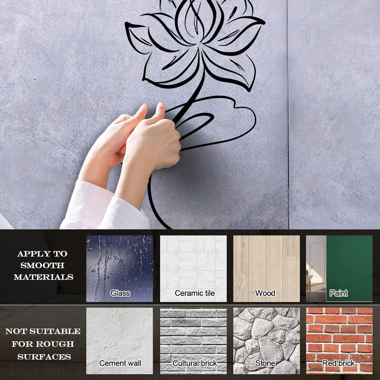 Vinyl Art Sticker Abstract Lotus Flower Buddhism Window Decals