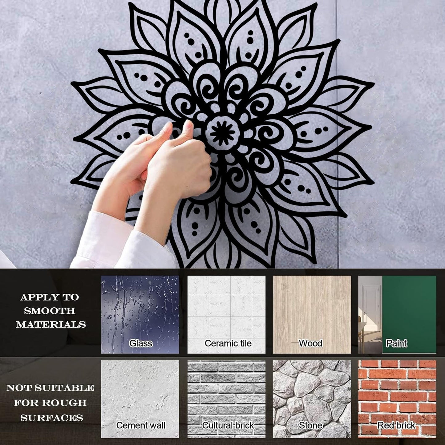 Abstract Lotus Flower Yoga Meditation Lettering Decals Store Decoration