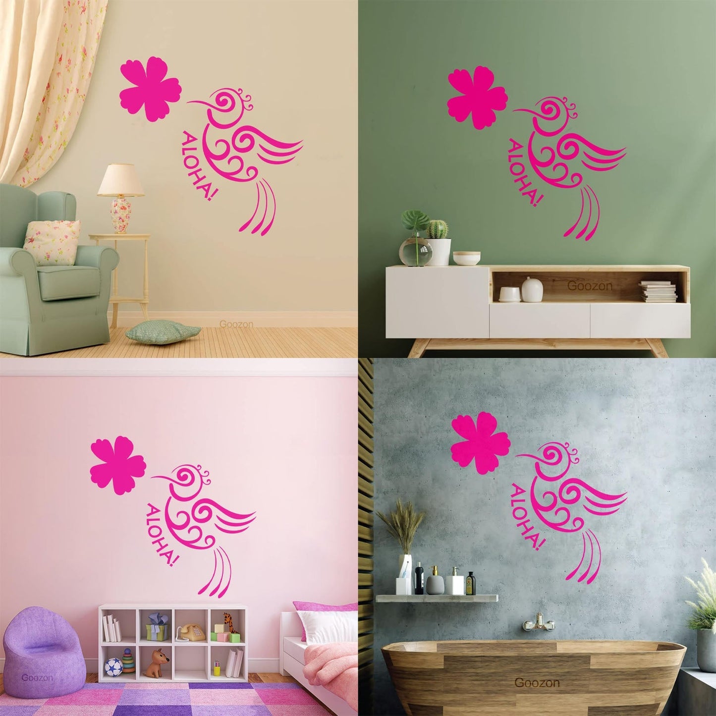 Aloha Bird Flower Hawaii Hawaiian Room Vinyl Wall Stickers Do Not Damage The Wall Surface