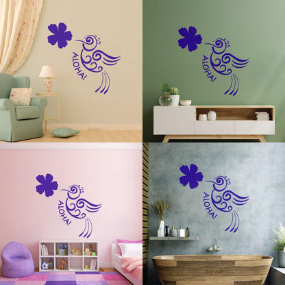 Aloha Bird Flower Hawaii Hawaiian Room Vinyl Wall Stickers Do Not Damage The Wall Surface