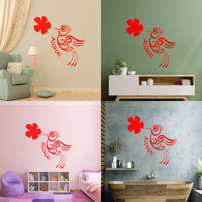 Aloha Bird Flower Hawaii Hawaiian Room Vinyl Wall Stickers Do Not Damage The Wall Surface