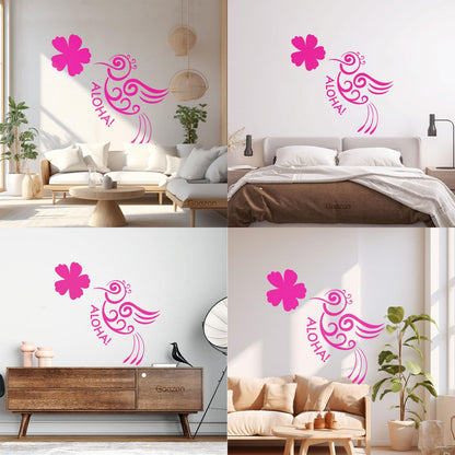 Aloha Bird Flower Hawaii Hawaiian Room Vinyl Wall Stickers Do Not Damage The Wall Surface