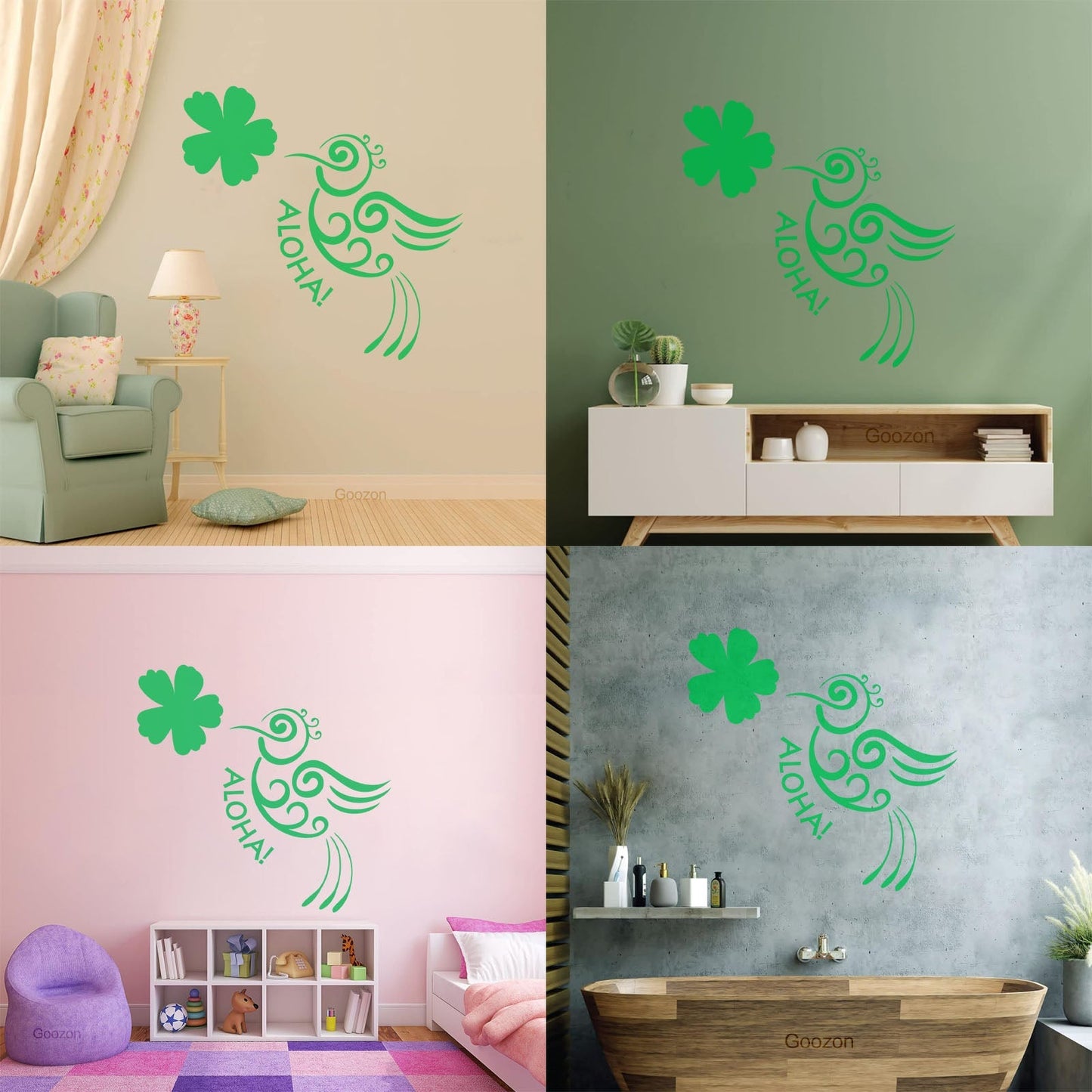 Aloha Bird Flower Hawaii Hawaiian Room Vinyl Wall Stickers Do Not Damage The Wall Surface