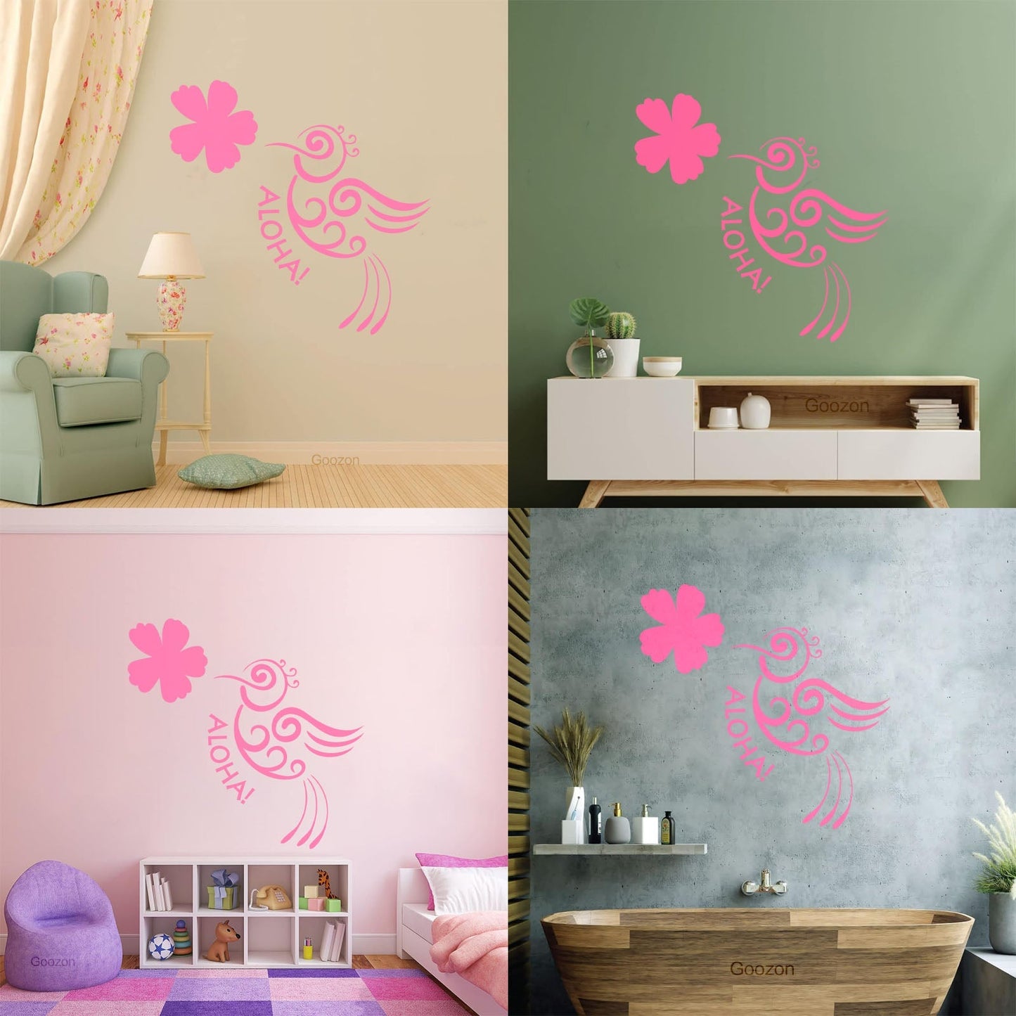 Aloha Bird Flower Hawaii Hawaiian Room Vinyl Wall Stickers Do Not Damage The Wall Surface