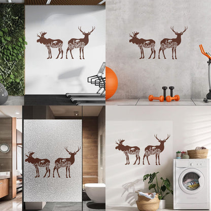 Engraving Decals Animals Deer Moose Flowers Natural Easy Installation