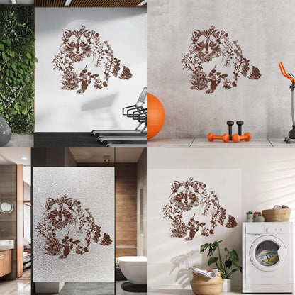 Wall Vinyl Sticker Decor Art Abstract Raccoon Animal Flowers Natural Waterproof