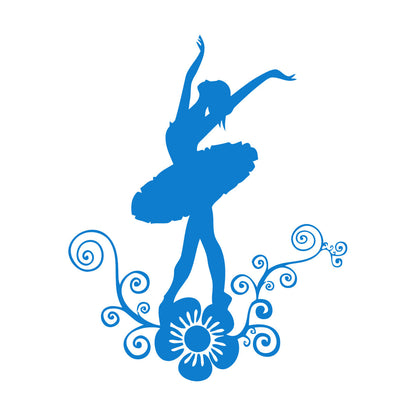 Wall Decals Paster Paper Ballerina Dance Flower Beautiful Girl Store Decoration