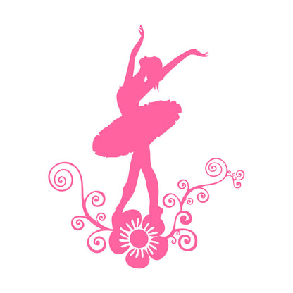Wall Decals Paster Paper Ballerina Dance Flower Beautiful Girl Store Decoration