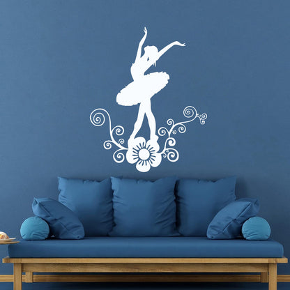 Wall Decals Paster Paper Ballerina Dance Flower Beautiful Girl Store Decoration