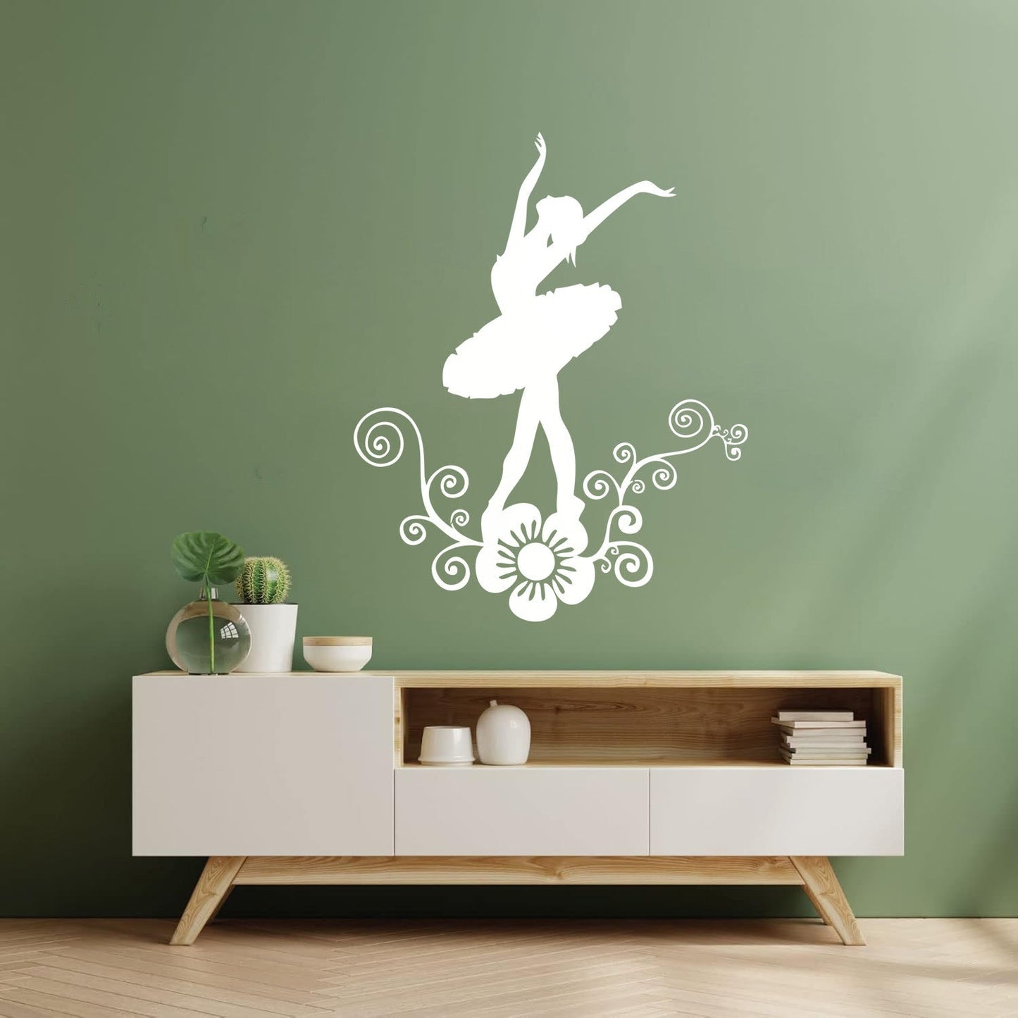 Wall Decals Paster Paper Ballerina Dance Flower Beautiful Girl Store Decoration